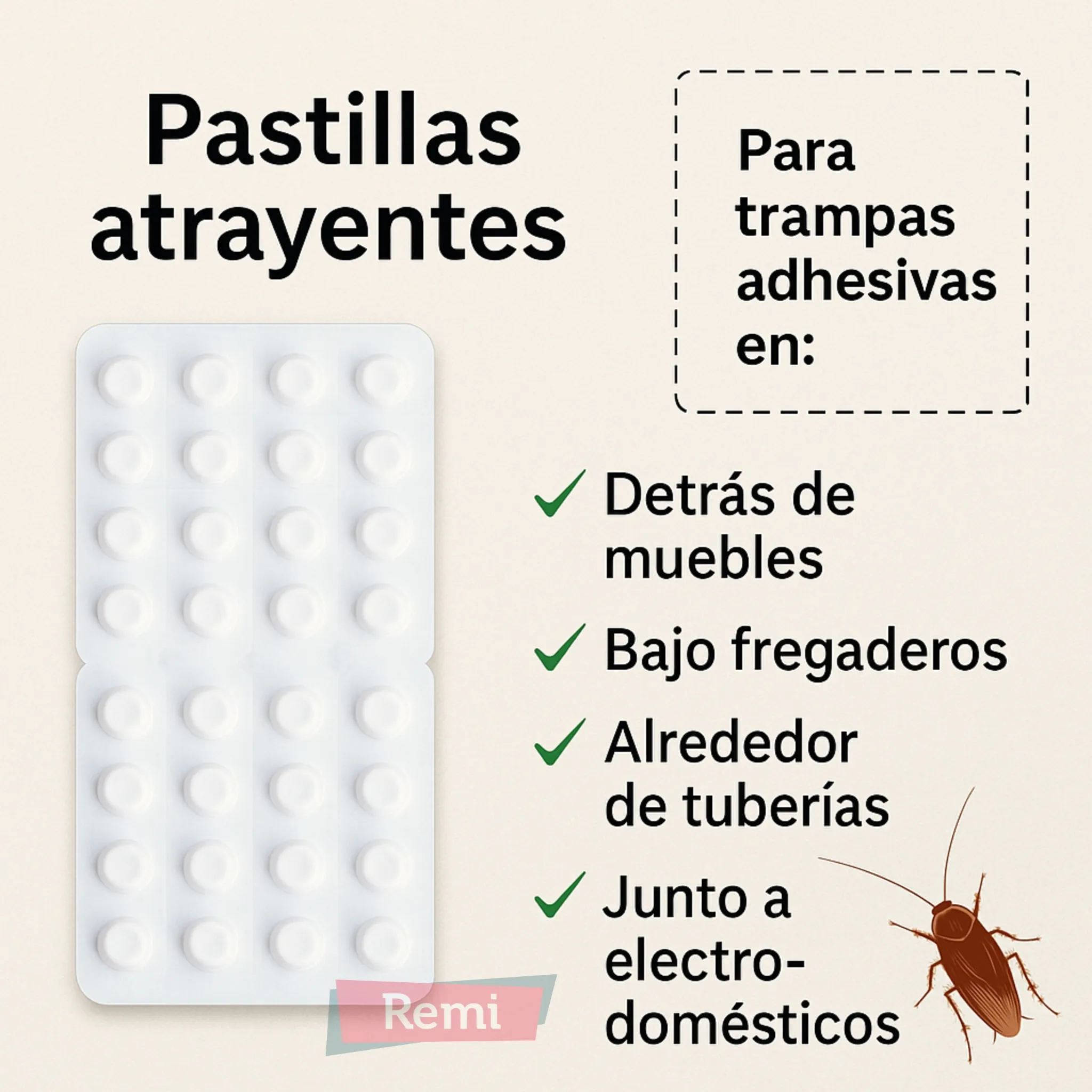 Pastillas atrayentes trampas cucaracha 50 unidades - Image 3