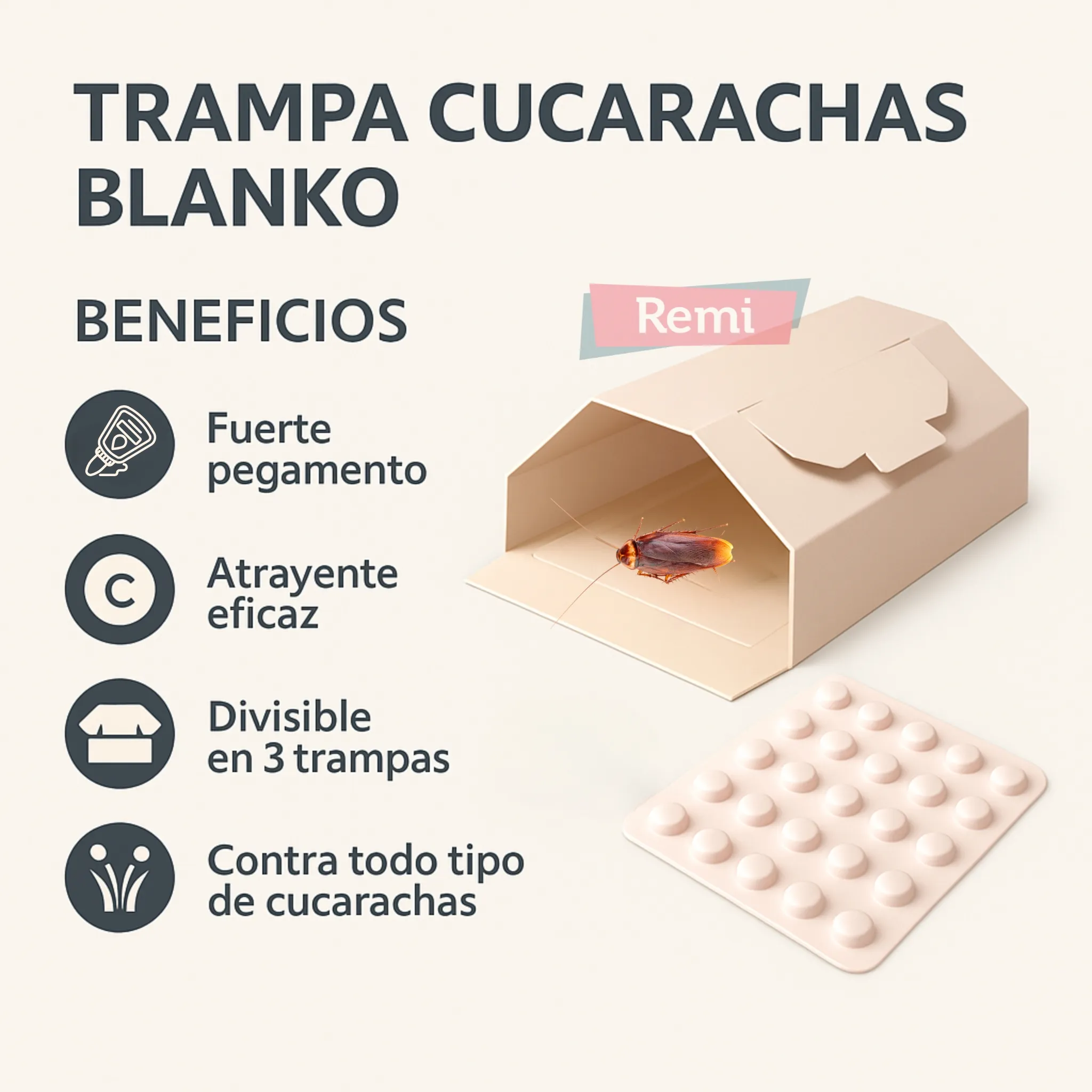 Trampa Cucarachas con Pastillas Atrayentes Cucarachas - Blanko - Image 3